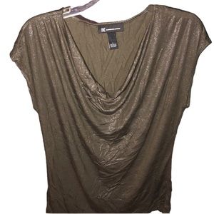 INC International Concepts size X/Large green metallic top drape neck tee NWOT